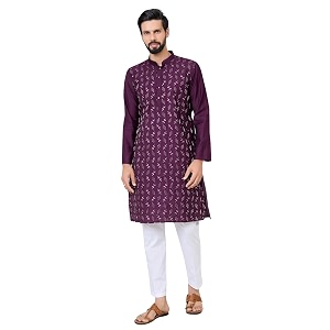 See Designs Mens Full Sleeve Mandarin Collar