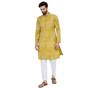 See Designs Mens Full Sleeve Mandarin Collar