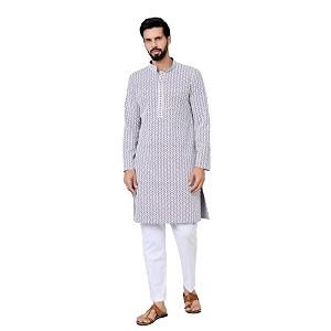 See Designs Mens Full Sleeve Mandarin Collar