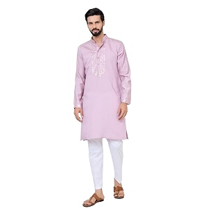 See Designs Mens Full Sleeve Mandarin Collar