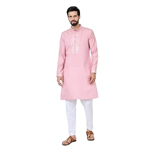 See Designs Mens Full Sleeve Mandarin Collar