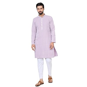 See Designs Mens Full Sleeve Mandarin Collar