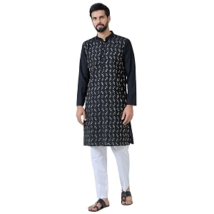 See Designs Mens Full Sleeve Mandarin Collar