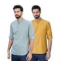 See Designs Men39s Roll-Up Sleeve Mandarin Collar