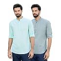 See Designs Men39s Roll-Up Sleeve Mandarin Collar