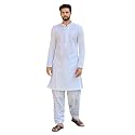 See Designs Men39s White Chikankari Embroidered Straight