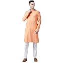 See Designs Men Peach Pure Cotton Chikankari