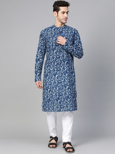 See Designs Men Printed Abstract Straight Kurta
