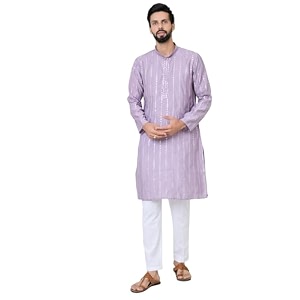 See Designs Mens Full Sleeve Mandarin Collar