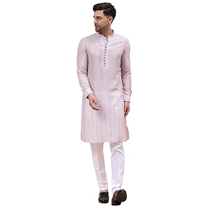See Designs Pink Regular Fit Striped Kurta