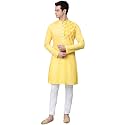 See Designs Yellow Cotton Regular Fit Embroidered