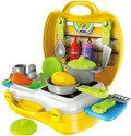 Seebuy Premium Quality Suitcase Carry Case Kids Real Action Portable Kitchen Play Set(18 pcs)