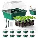 Seed Starter Tray, 10PCS Seed Starter Kit, Seedling Starter Trays with Heightened Lids for Seed Staring, Indoor Gardening Plant Germination Trays (12 Cells per Tray) Green