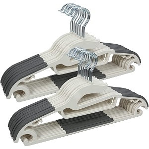 design heavy duty plastic hangers durable clothes hangers with non-slip pads great for shirts pants scarves strong enough for coat pack of 6 white and grey
