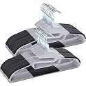 Design Heavy Duty Plastic Hangers, Durable Clothes Hangers with Non-Slip Pads, Great for Shirts, Pants, Scarves, Strong Enough for Coat (Pack of 4, Black and Grey)