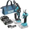 SEESII 2-in-1 Mini Chainsaw & Pruning Shears Combo, Brushless Motor