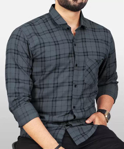 SEEWAYS Men Striped Casual Grey Shirt