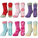 SeeyAN Kids Fuzzy Slipper Grip Socks Boys Girls Non Slip Winter Thick Fluffy Warm Soft Plush Thermal Crew Socks 6 Pairs