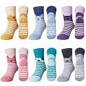 SeeyAN Kids Fuzzy Slipper Grip Socks Boys Girls Non Slip Winter Thick Fluffy Warm Soft Plush Thermal Crew Socks 6 Pairs