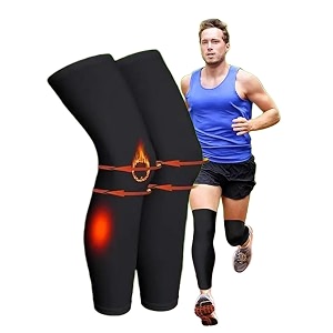 1 pair leg sleeves full leg compression sleeve compression long knee sleeve sports compression uv long leg sleeves for football anti-slip silicone strips for men women running basketball