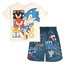 SEGA Sonic the Hedgehog Athletic T-Shirt and Mesh Shorts Outfit Set Toddler to Big Kid Sizes (2T - 18-20)