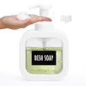 Segbeauty 10.1oz Foam Hand Soap Dispenser with Waterproof Labels, 300ml Square Foam Hand Dispenser or Bathroom &amp; Kitchen Sink, Empty Refillable White Foaming Dish Wash Dispenser Pumping Containers