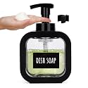Segbeauty 16.9oz Foam Pump Bottle Set, 4 Packs 500ml Refillable Plastic Foaming Soap Dispenser, Empty Foaming Plastic Soap Dispenser Square Hand Soap Bottles with Foaming Pump for Modern Kitchen Sink