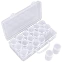 Segbeauty 18 Grids Gem Organizer Box, Clear Craft Organizer Box Bead Storage Containers, Plastic Jewelry Organizer with Secure Lid Round Jar Dividers, Nail Charm Organizerfor Display Nail Art Jewelry