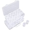 Segbeauty 2 Pack Modern Gem Organizer Box, 18 Round Compartments Bead Storage Plastic Jewelry Organizer with Lids