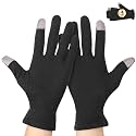 Segbeauty 8 Counts Elastic Touchscreen Black Sleeping Cotton Gloves Liners, 4 Pairs Hand Moisturizer Gloves with Elastic Band, Soft Sleeping Work Glove for Dry Hands Overnight Care Lotion Cotton Glove