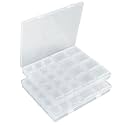 Segbeauty Bead Organizer, 23 Grid Clear Organizing Containers with Lids, 2 Packs Plastic Storage Box Craft Organizers and Storage Portable Jewelry Beading Small Parts Organizer Seed Holder Container