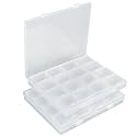 Segbeauty Large Bead Storage Box, 16 Grids Clear Gem Organizer with Hinged Lid, 2 Pack Empty Plastic Container Small Parts Organizing Storage Box for Jewelry Diamond Seed Hardware Craft Accessories