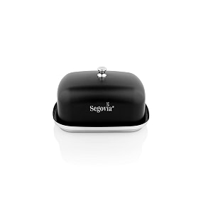 segovia butter dish with lid  fits one stick of butter  ideal butter amp coconut butter in fridge  stainless steel covered butter dish dishwasher safe black color