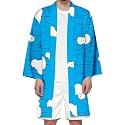Seidarise Men's Haori, Long Kimono Cardigan Jacket Japanese Style Flying Crane Seven Sleeves Open Front Coat