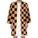 Seidarise Men's Haori, Long Kimono Cardigan Jacket Japanese Style Flying Crane Seven Sleeves Open Front Coat