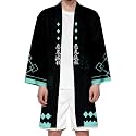 Seidarise Men's Haori, Long Kimono Cardigan Jacket Japanese Style Flying Crane Seven Sleeves Open Front Coat