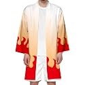 Seidarise Men's Haori, Long Kimono Cardigan Jacket Japanese Style Flying Crane Seven Sleeves Open Front Coat