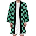 Seidarise Men's Haori, Long Kimono Cardigan Jacket Japanese Style Flying Crane Seven Sleeves Open Front Coat