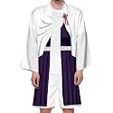 Seidarise Men's Haori, Long Kimono Cardigan Jacket Japanese Style Flying Crane Seven Sleeves Open Front Coat