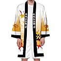 Seidarise Men's Haori, Long Kimono Cardigan Jacket Japanese Style Flying Crane Seven Sleeves Open Front Coat