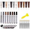 SEISSO Furniture Repair Kit, 12 Colors Wood Fillers with Markers Wax Sticks