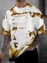 SEIZN Graphic Print Men Round Neck Gold
