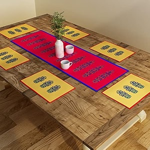 sej by nisha gupta dining table runner with mats for 4 seater  center table suitable 12x48 inches with placemat