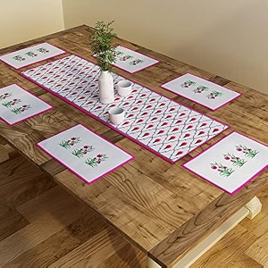 sej by nisha gupta dining table runner 4 seater  dining table runner with mats  table runner for diningcenter table suitable 4 seater  table runner for dining table with placemat 12x78 inches