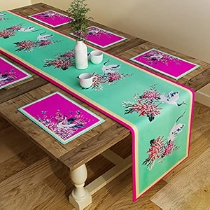 sej by nisha gupta dining table runner with mats for 6 seater  center table runner with placemat 12x78 inches