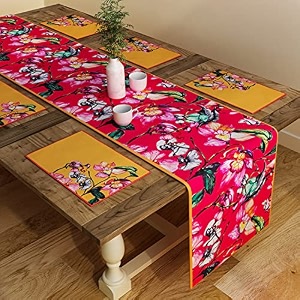 sej by nisha gupta dining table runner with mats for 6 seater  center table runner with placemat 12x78 inches