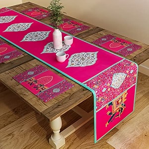 sej by nisha gupta dining table runner - 4 seater with mats amp placemats 12x78 inches