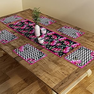 sej by nisha gupta dining table runner with mats for 6 seater  center table suitable 12x48 inches with placemat