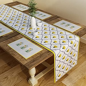 sej by nisha gupta dining table runner with mats for 6 seater  center table runner suitable for 6 seater with placemat 12x78 inches