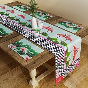 sej by nisha gupta dining table runner with mats for 4 seater  center table runner suitable for 4 seater with placemat 12x78 inches